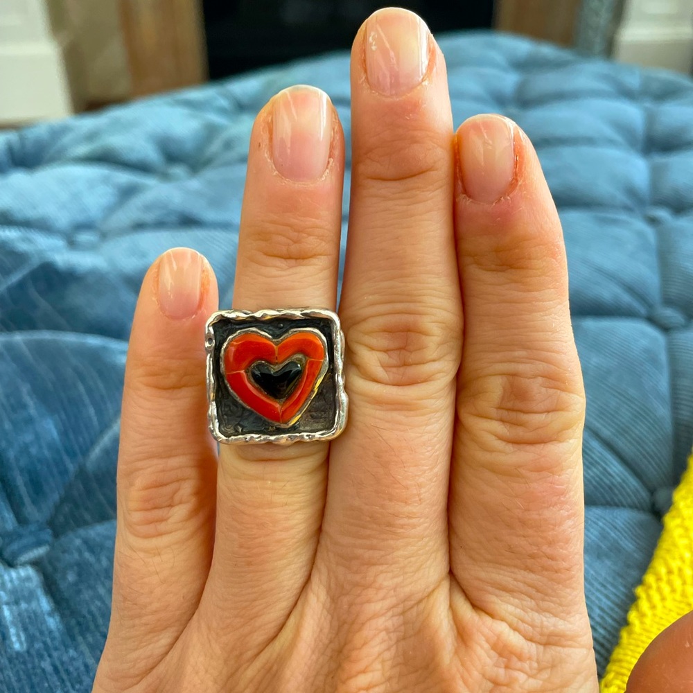 Peyote Bird Sterling Silver Valentine’s Heart Ring Sz 7